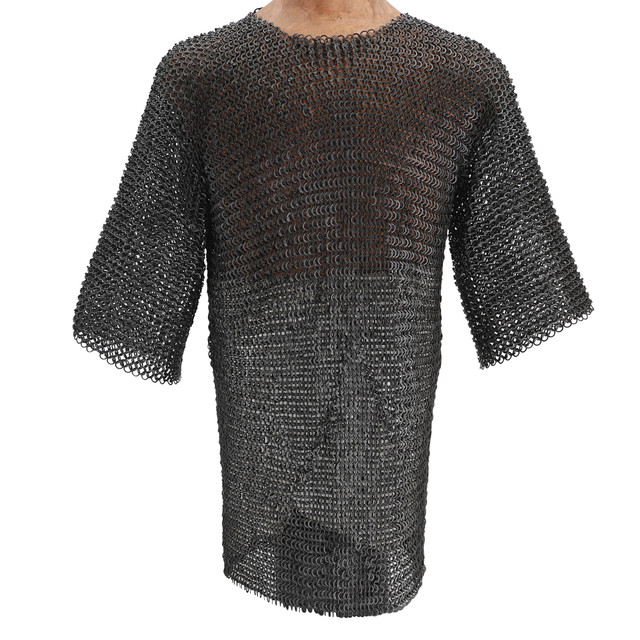 Chainmail Armor for Upper Body – Black, Half Coverage, XL Size