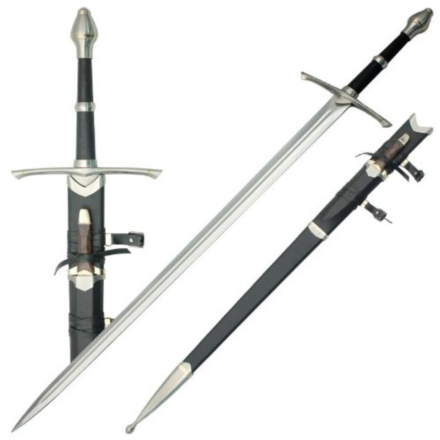 51" Stainless Steel Fantasy Sword with Scabbard – Leather Wrapped