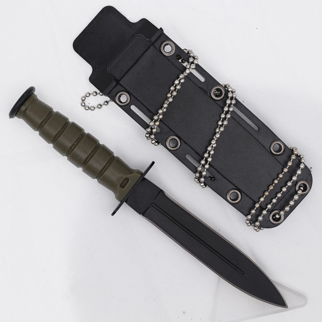 Tactical Boot Knife with OD Green Handle and Neck Sheath