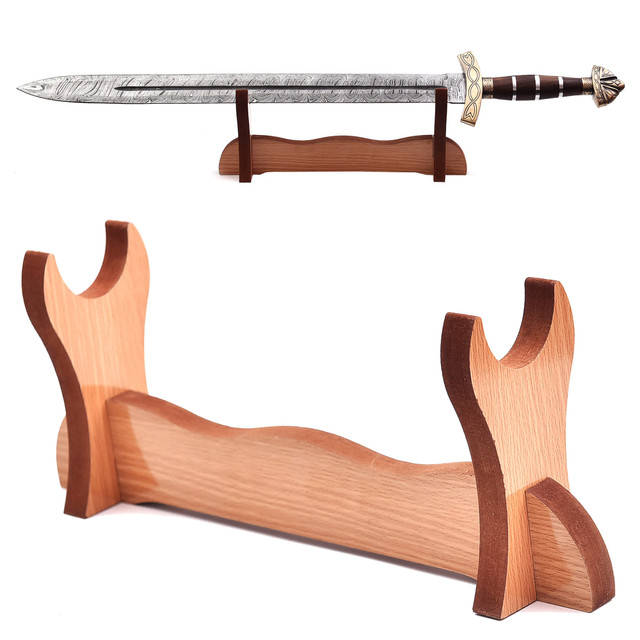 Wooden 1-Piece Sword Table Stand – Natural Single Display Rack