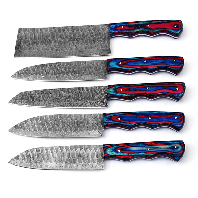 Handcrafted Damascus Steel Chef Knife Set of 4 Pcs – Professional Cooking Collection