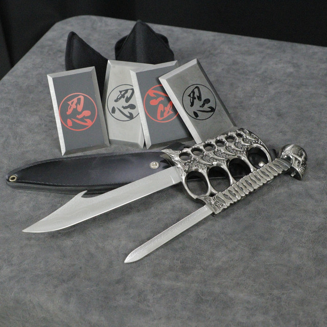 Wraith Knuckle Guard 12" Fixed Blade & 4-Piece Precision Thrower Ensemble