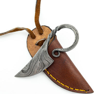 Obscure Antiquity Damascus Twisted Neck Knife Necklace - AZ Cutlery