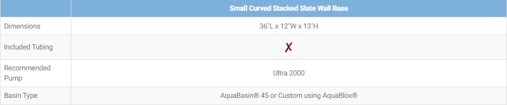 small curved stacked slate wall base technical specifications