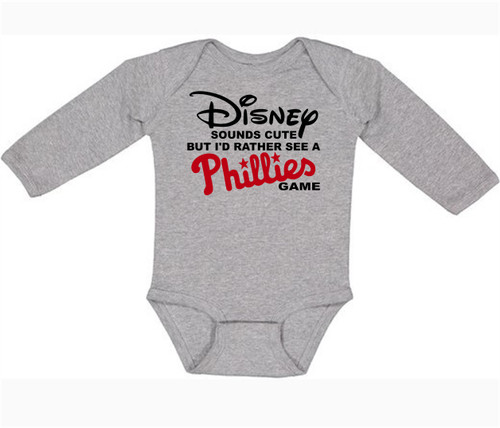 Phillies Not Disney Long Sleeve Onesie