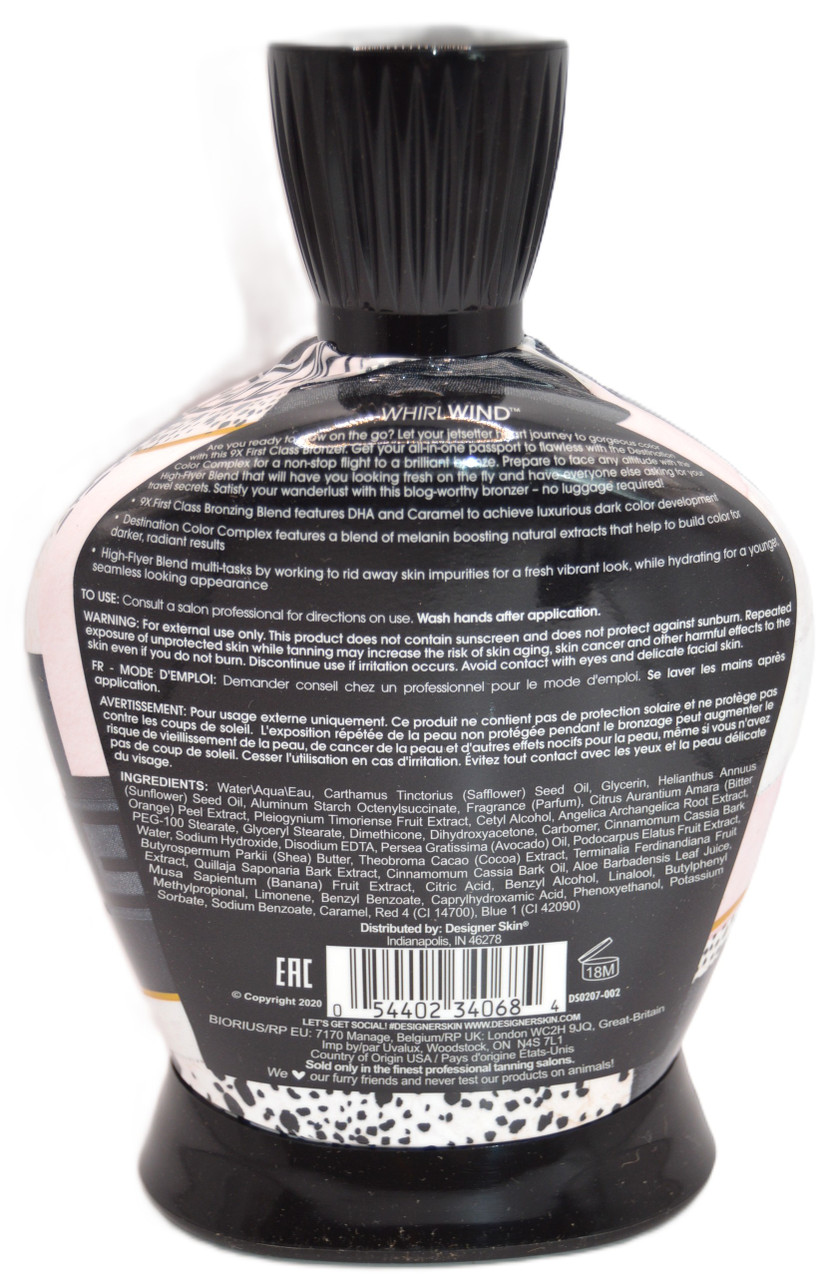 Designer Skin Whirlwind 9X First Class Bronzer Tanning Lotion 13.5 oz