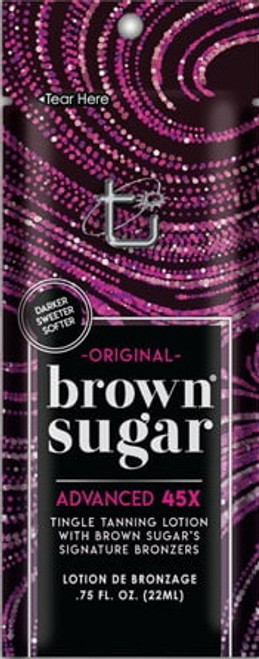 Brown Sugar Original Dark Brown Sugar Advanced 45 Bronzer with Warming Tingle Tanning Lotion Packet Brown Sugar Original Dark Brown Sugar Advanced 45 Bronzer with Warming Tingle Tanning Lotion Packet