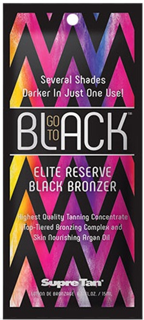 Supre Tan Go to Black Elite Reserve Black Bronzer Tanning Lotion Sample Packet Supre Tan Go to Black Elite Reserve Black Bronzer Tanning Lotion Sample Packet