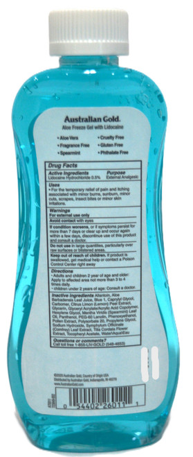 Australian Gold Lidocaine Aloe Freeze Gel Burn & Pain Relief Gel 8 oz