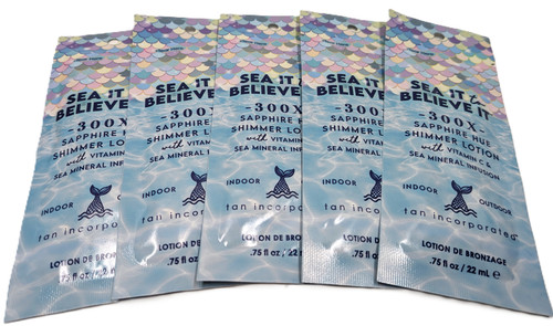 Tan Inc Sea It to Believe It 300X Shimmer Tanning Lotion Sample Bundle 5 Count