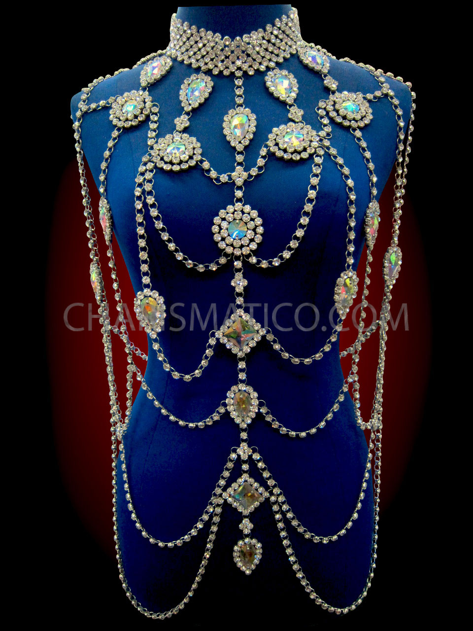 Rhinestone-decorated body chain