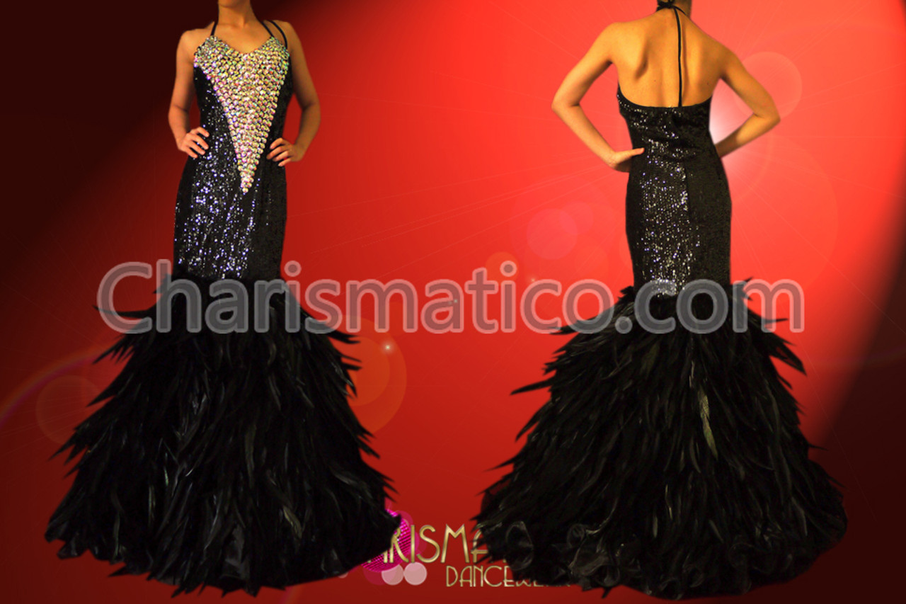 Black Rhinestone Pageant Gowns for an affordable price