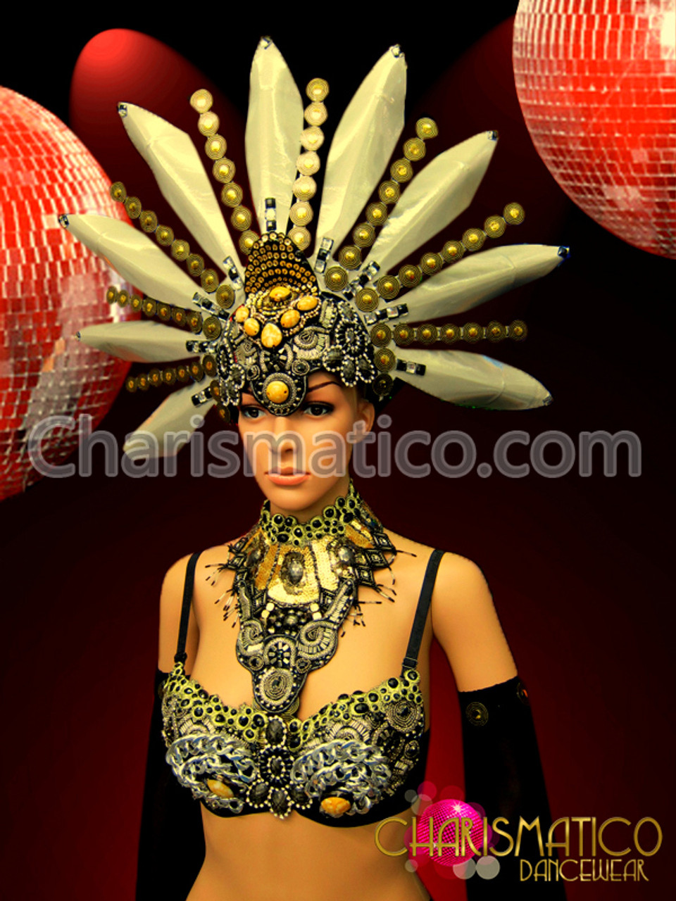 Belly Dance Tribal Bra with Feathers