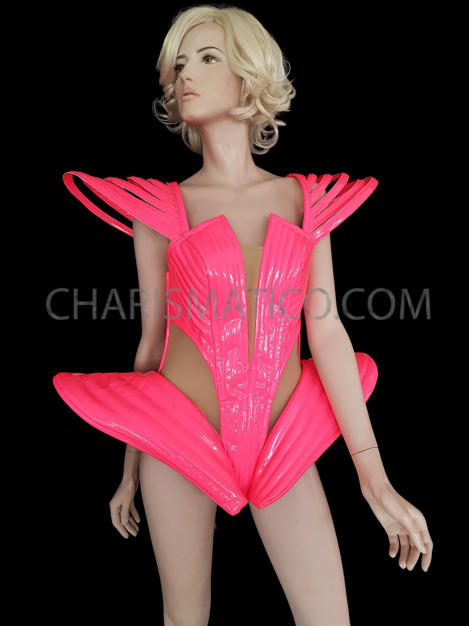 Neon Pink Universe Dance Vinyl Corset