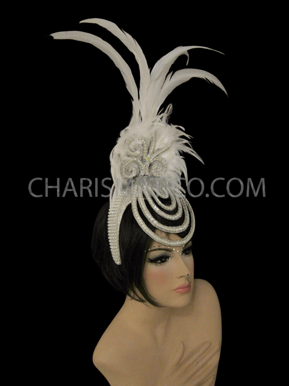 Half-Cap Petite White Feather Headdress 