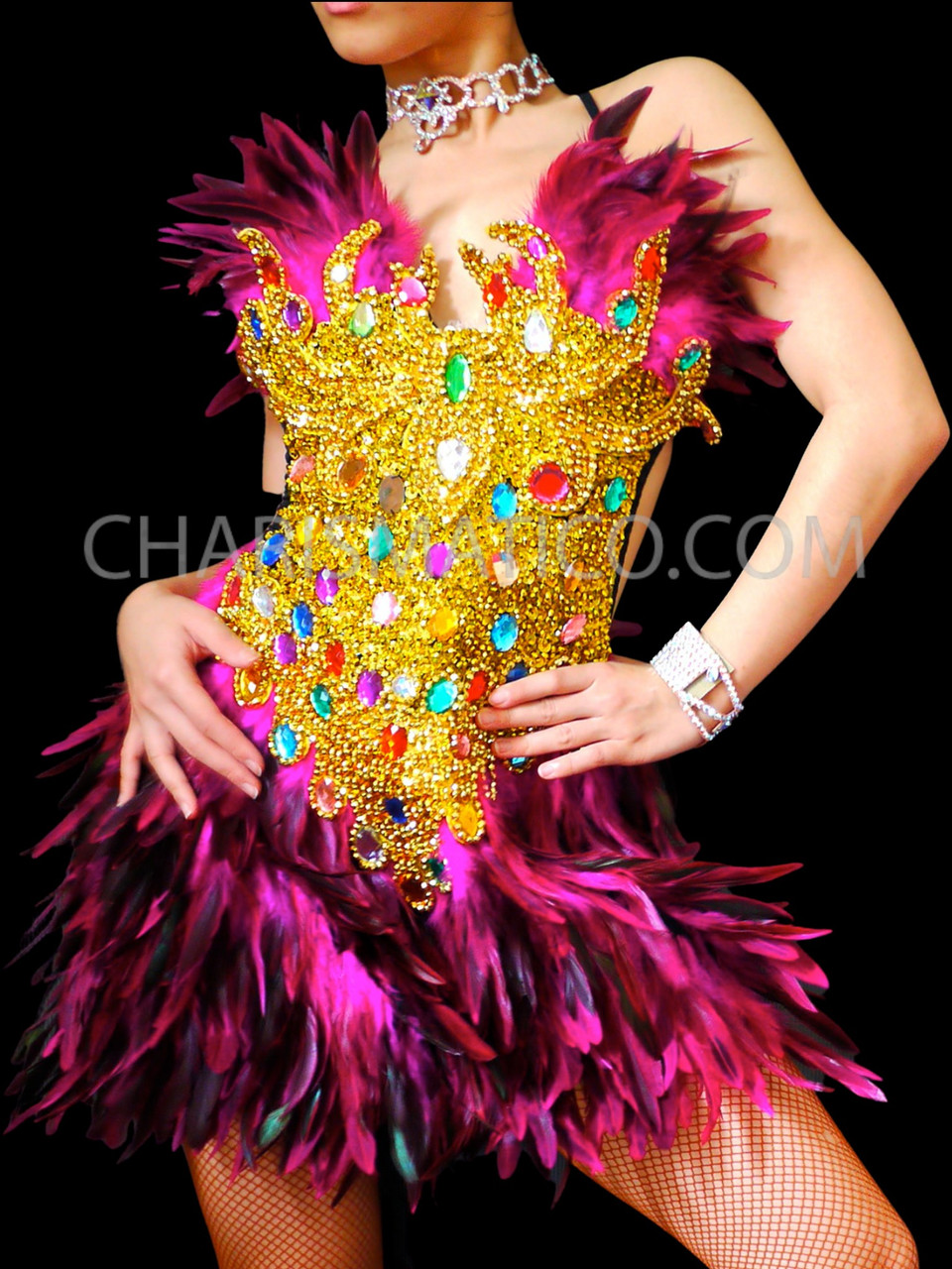Pink Pheonix Feather Dress