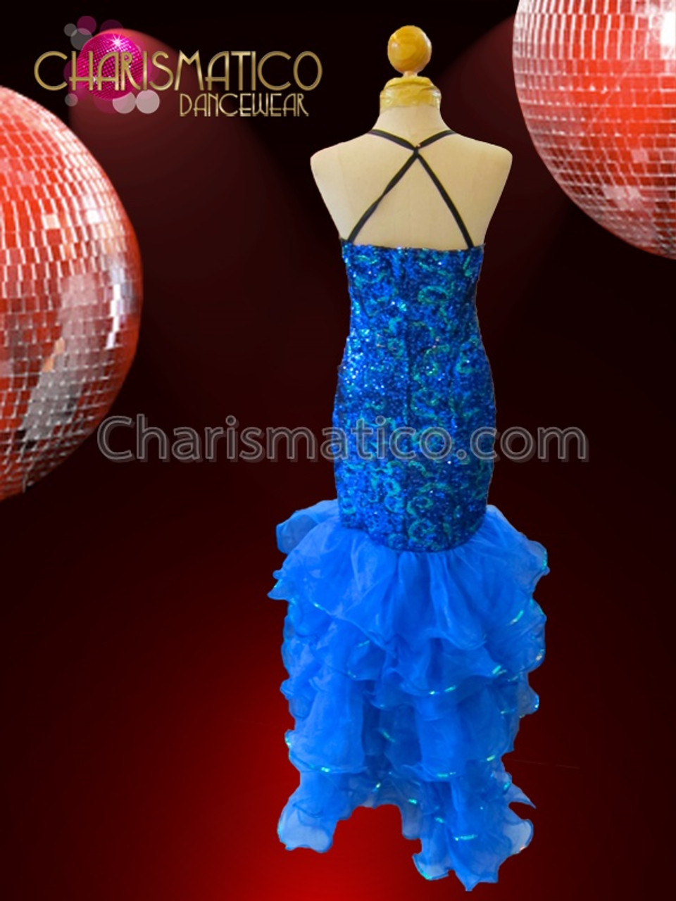 blue sequin gown