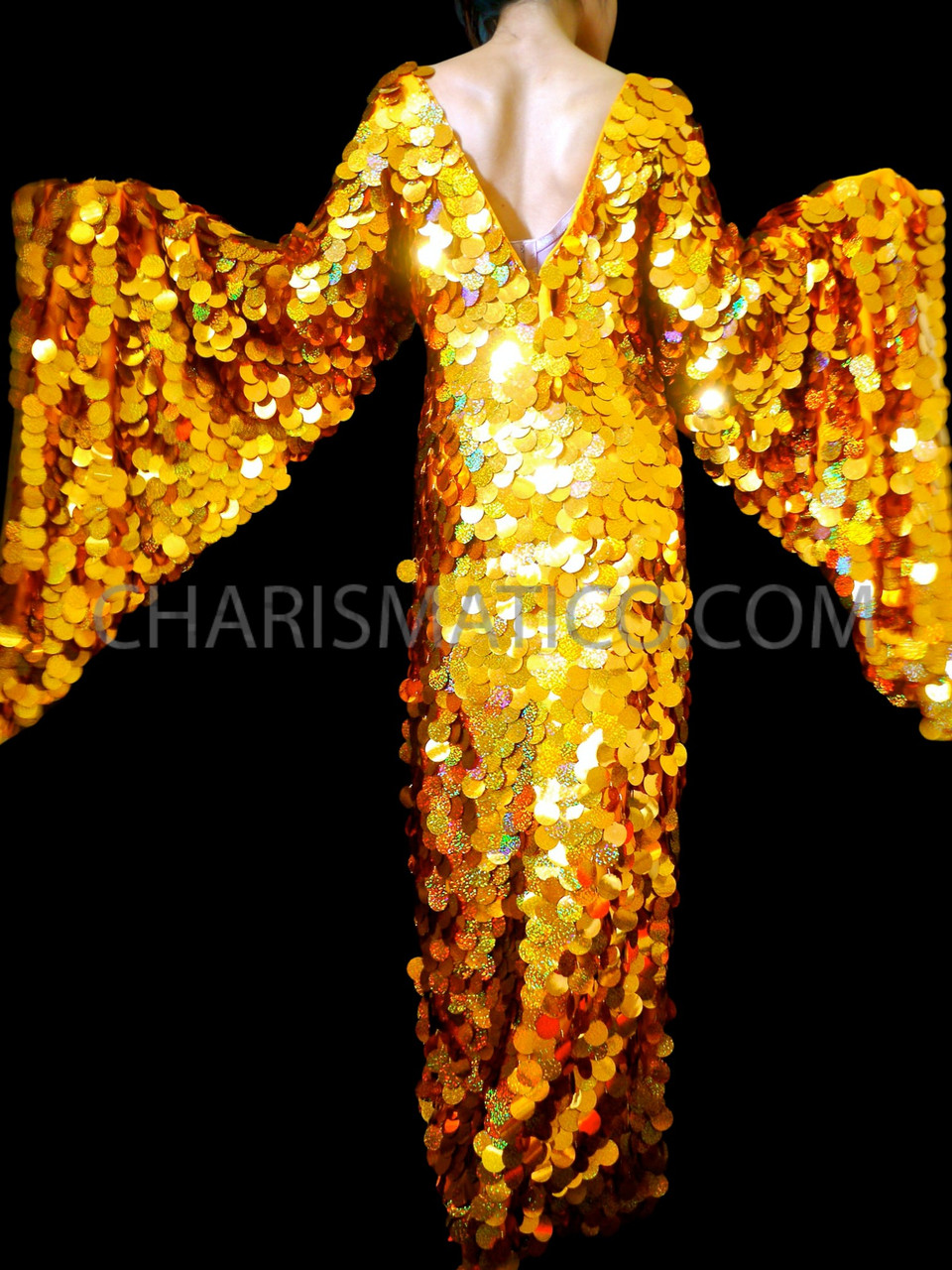 Stunning Gold Sequin Fringe Drag Queen Cover-Up Gown or Showtime Coat