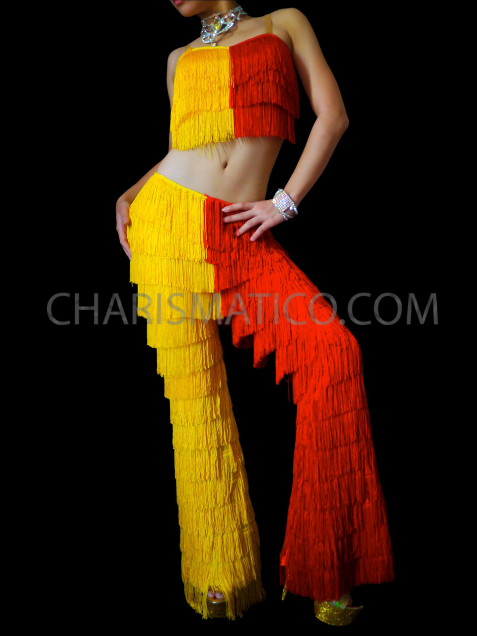 Red Samba Yulia Fringe Pants And Top