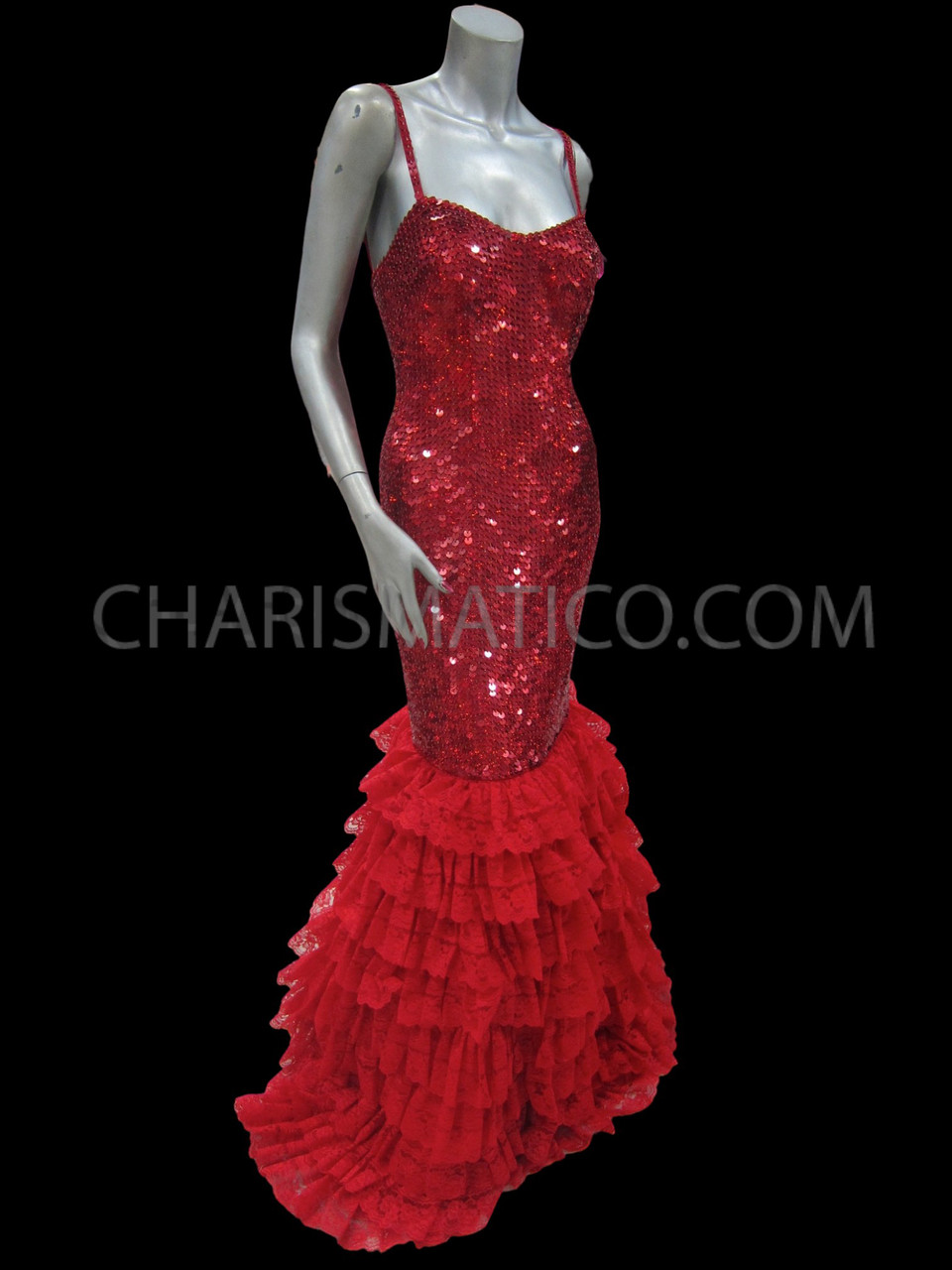 red sequin mermaid dress