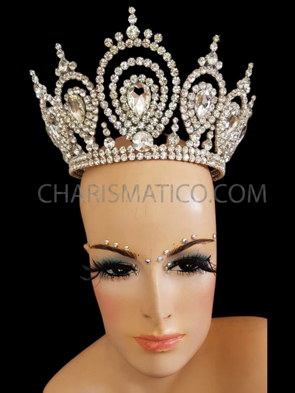 Diva S Classic Iridescent Rhinestone Adorned Shimmering Crystal Tiara Crown Headdress