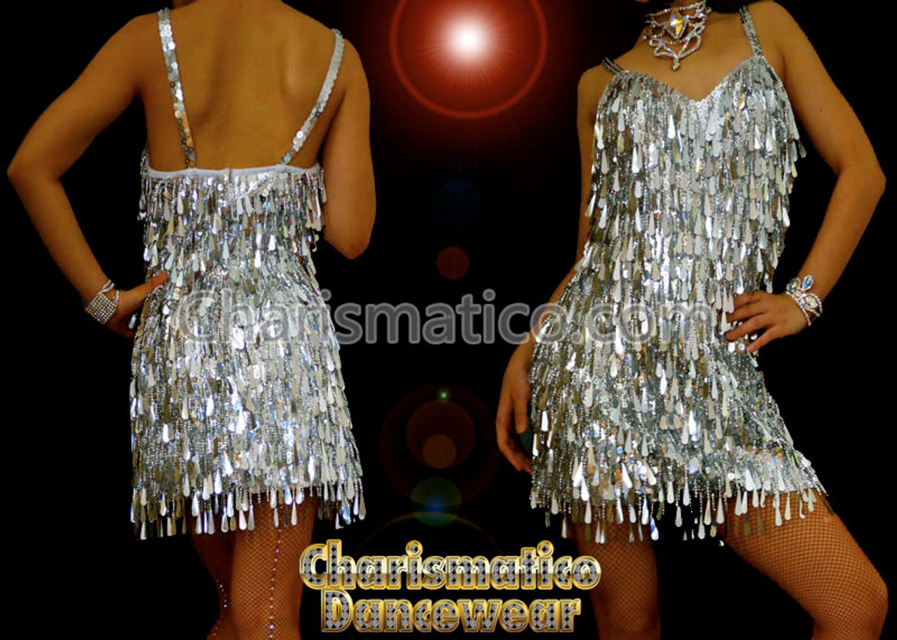 Silver Sexy Sequin Showgirl Dance Dress