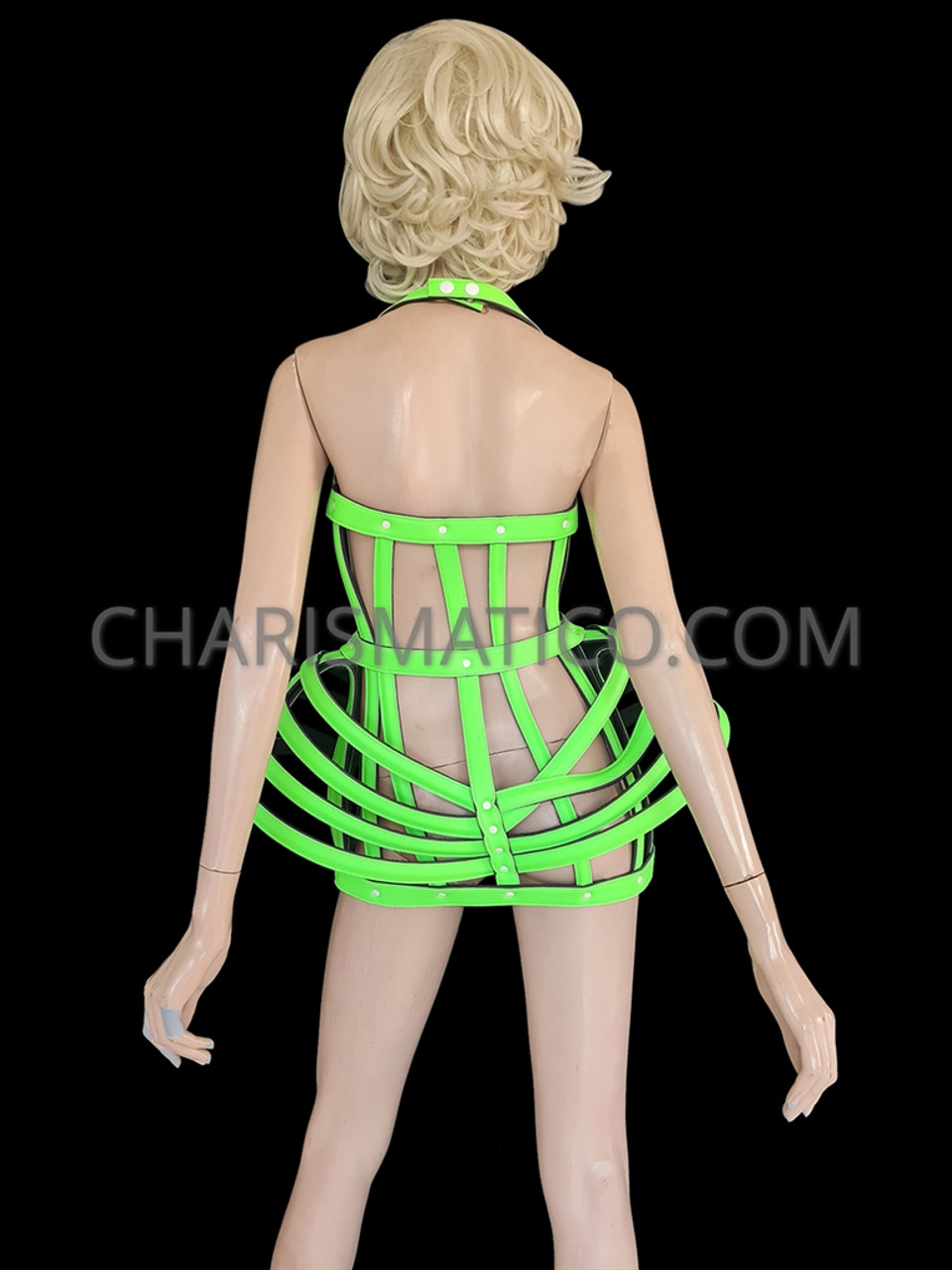 Green Vinyl Diva's Cage Corset