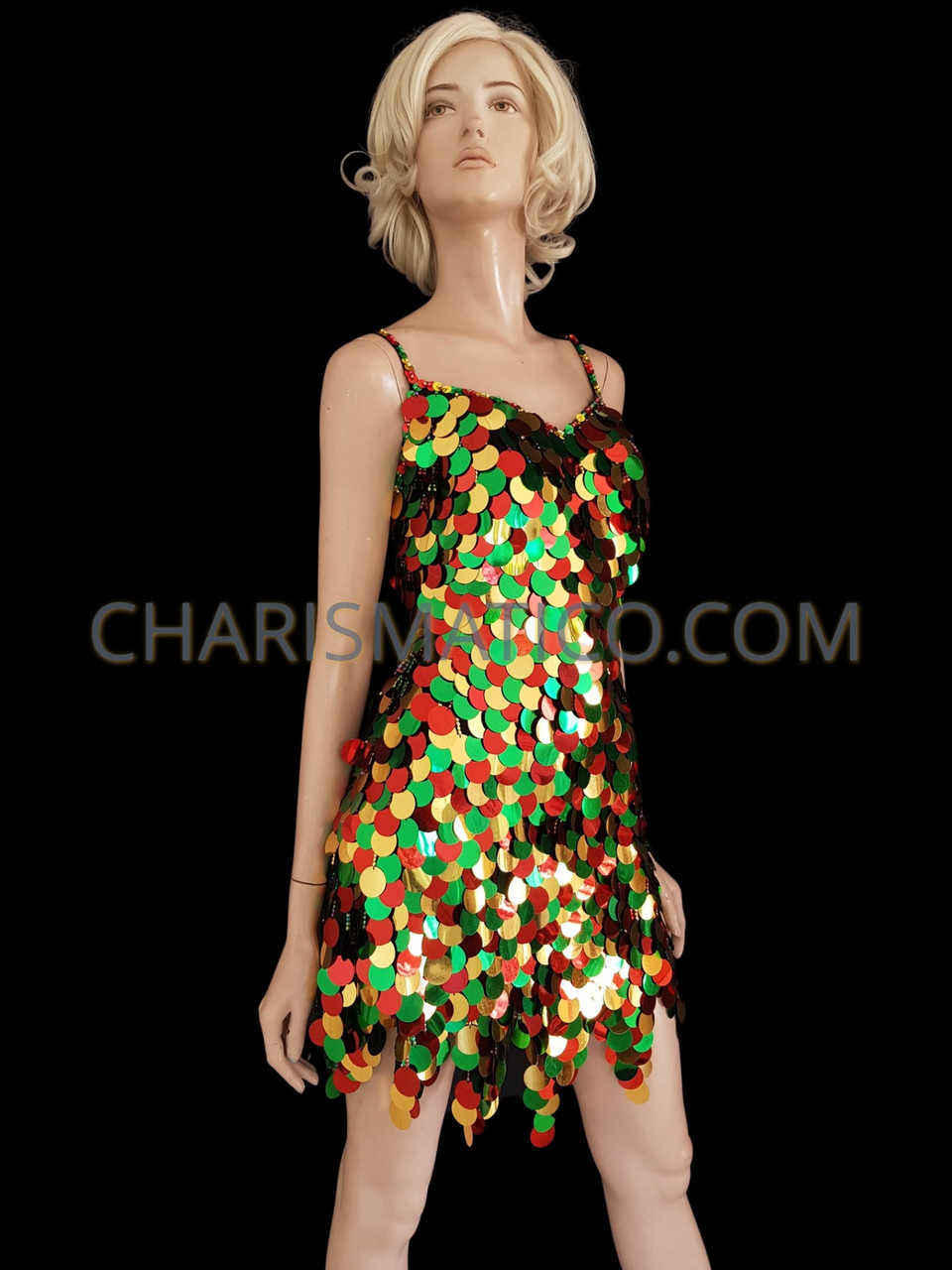 Red Green Gold Jumbo Sequin Showgirl's 