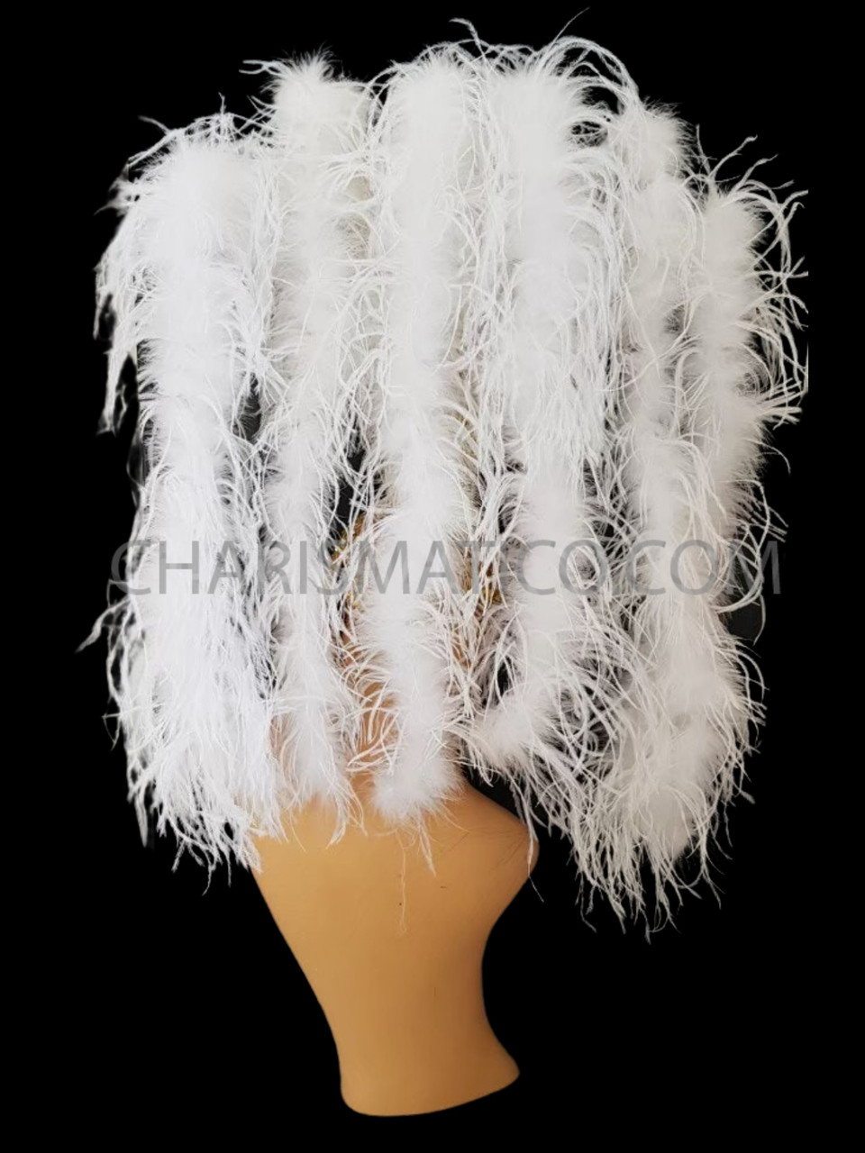 Customized Gold Feathers Boa Natural White Ostrich Chicken feather Trim  Ribbon for Wedding Dress Stage Performance Decoration