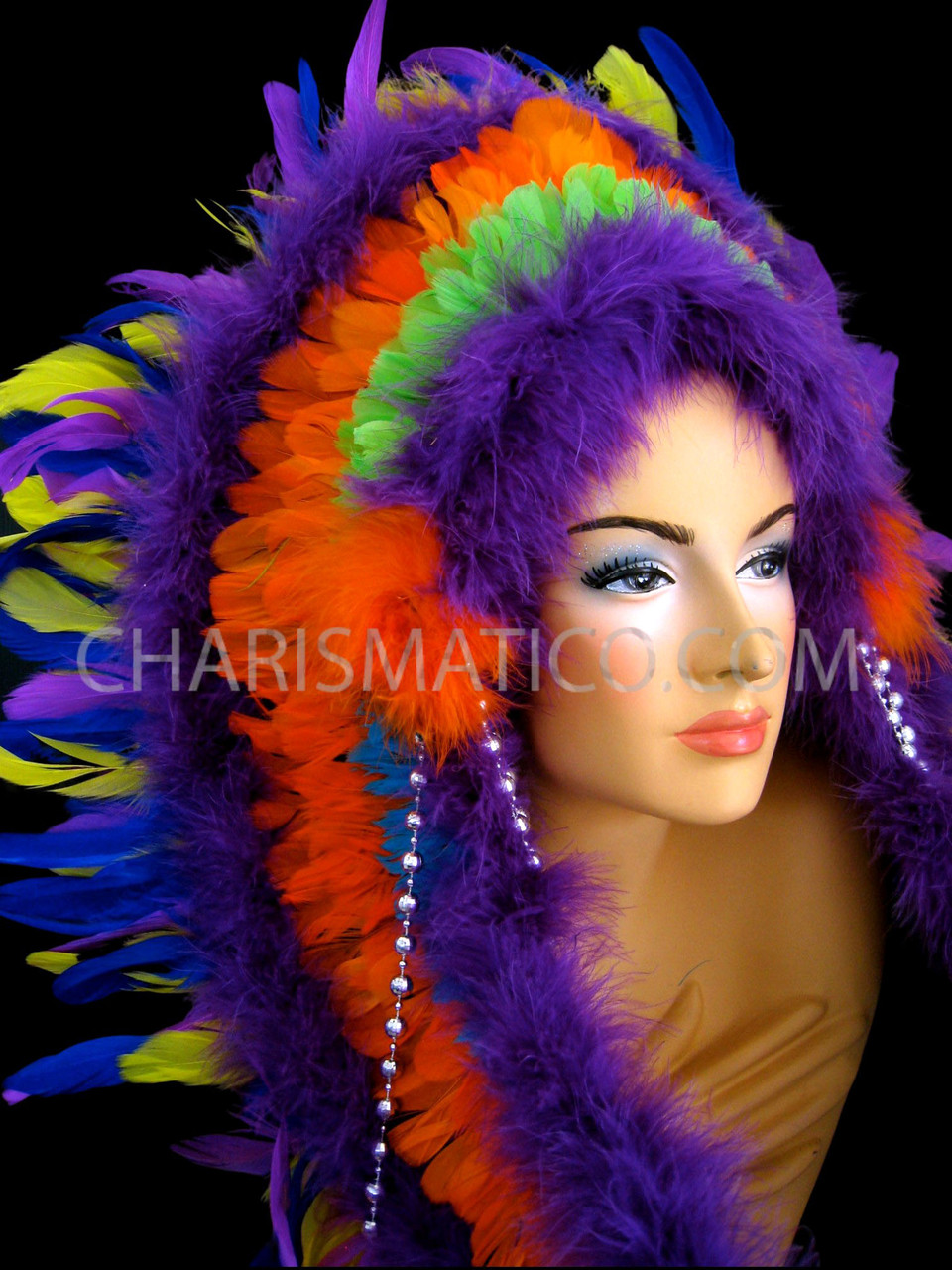 Purple Native American Feather Headdress 