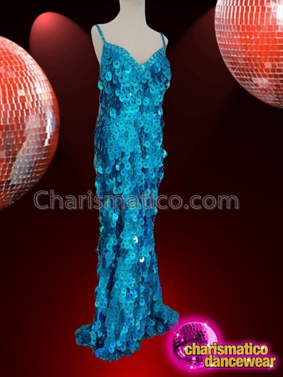 Bella and Bloom Boutique - Modern Cinderella Beaded Sequin Formal Dress:  Aqua