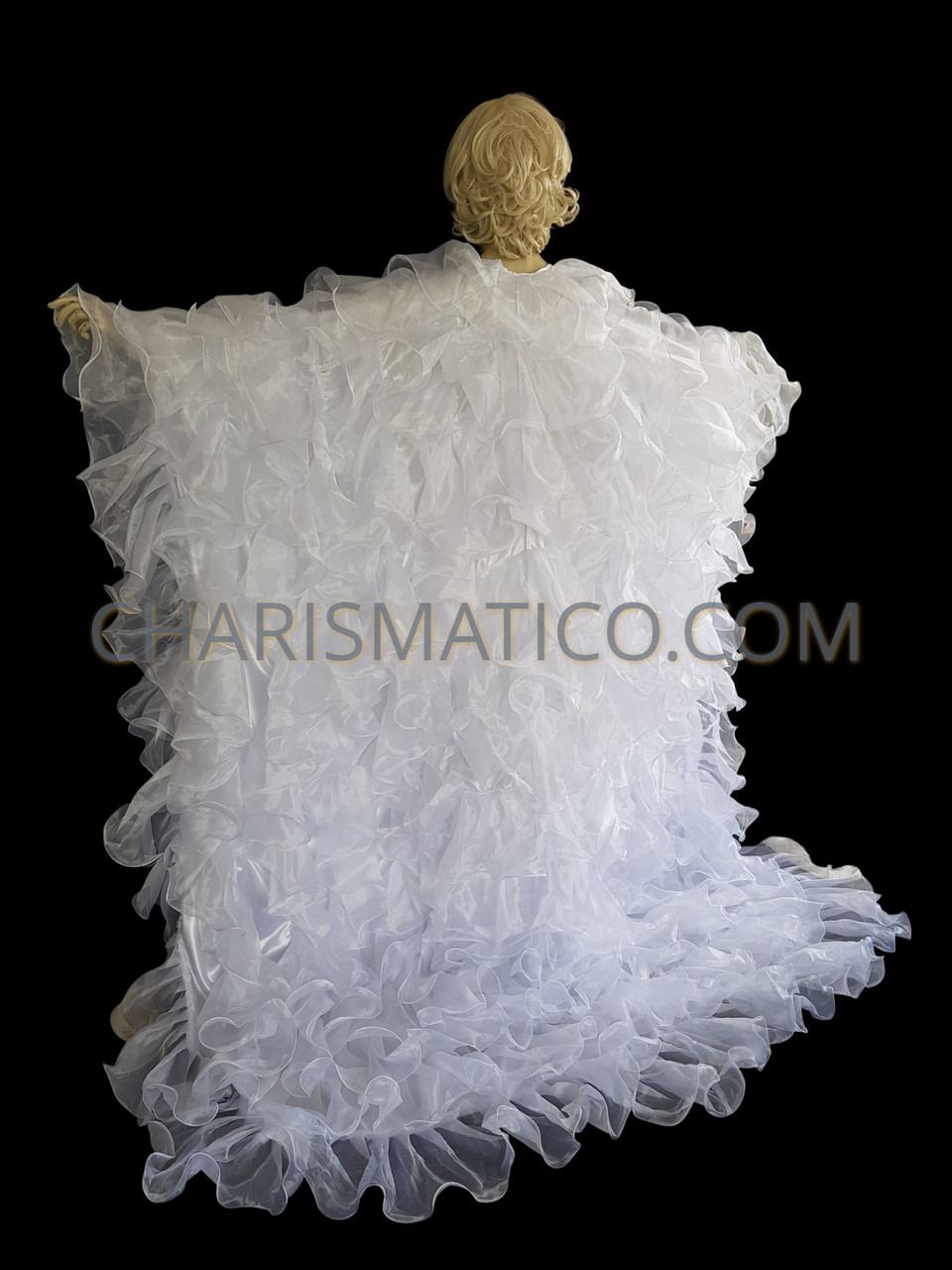 White Organza Cabaret Dalida-inspired Queen Ruffle Wing Coat White Organza Cabaret Dalida-inspired Queen Ruffle Wing Coat