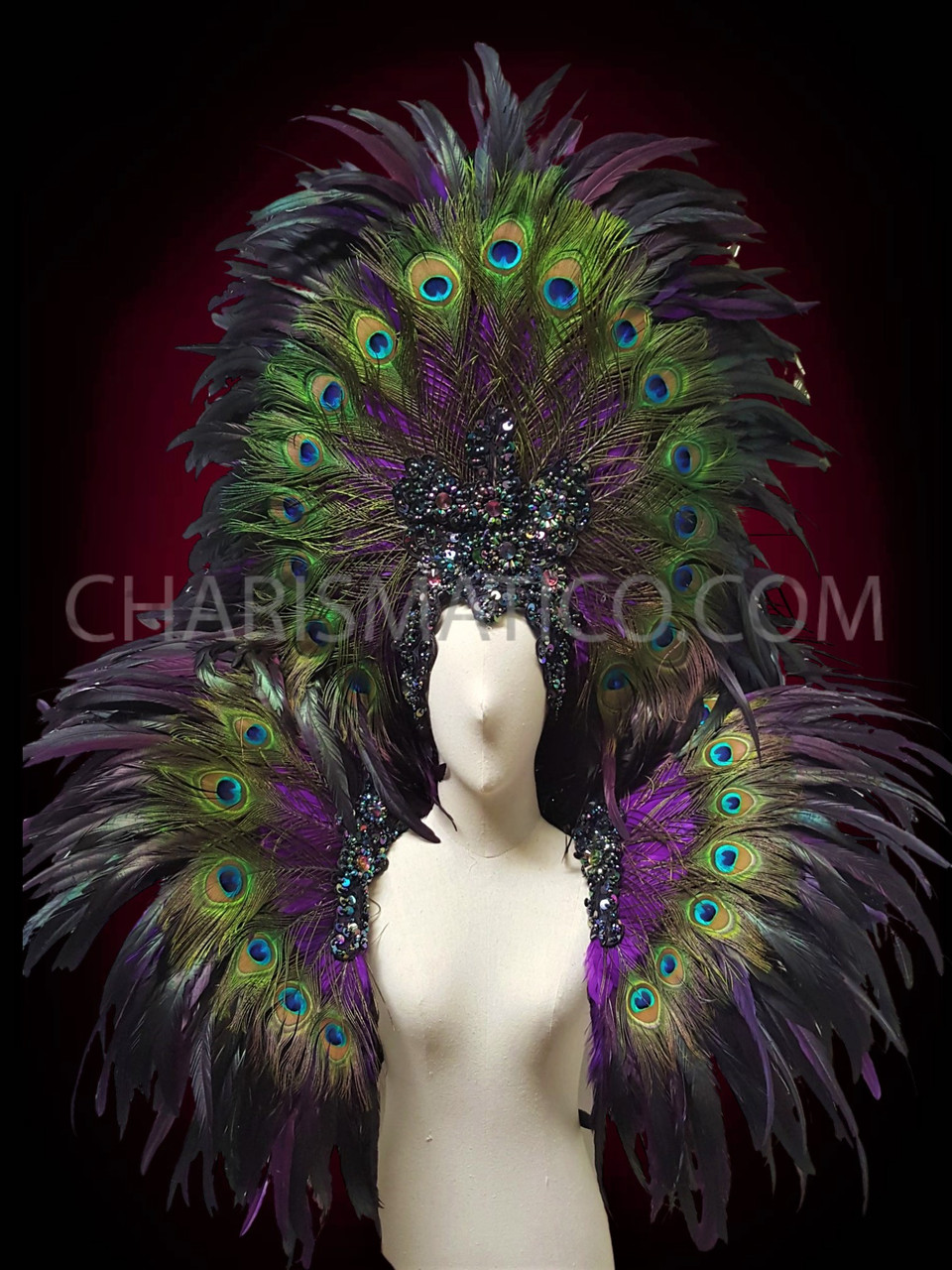 Purple Peacock Feather Sequin Accented 