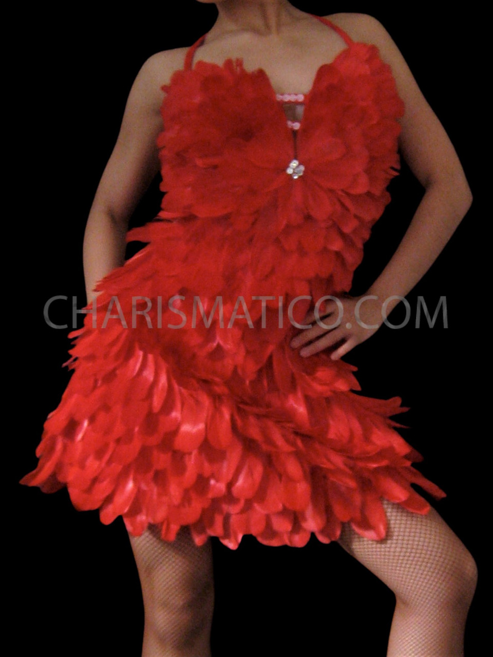 red feather dress