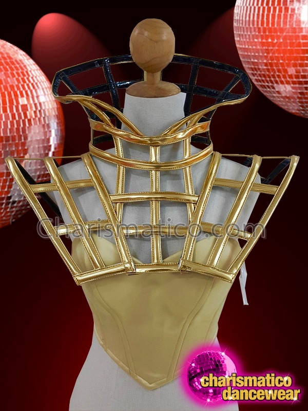 Diva Gold Cage Show Girl Lady Gaga Top