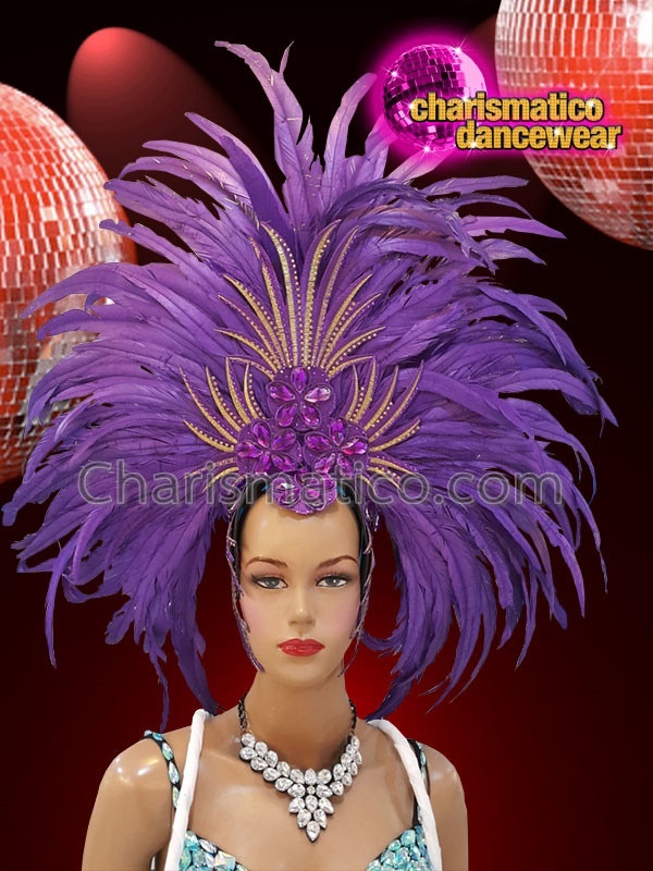 Purple Feathered Silver Sequinned Diva 