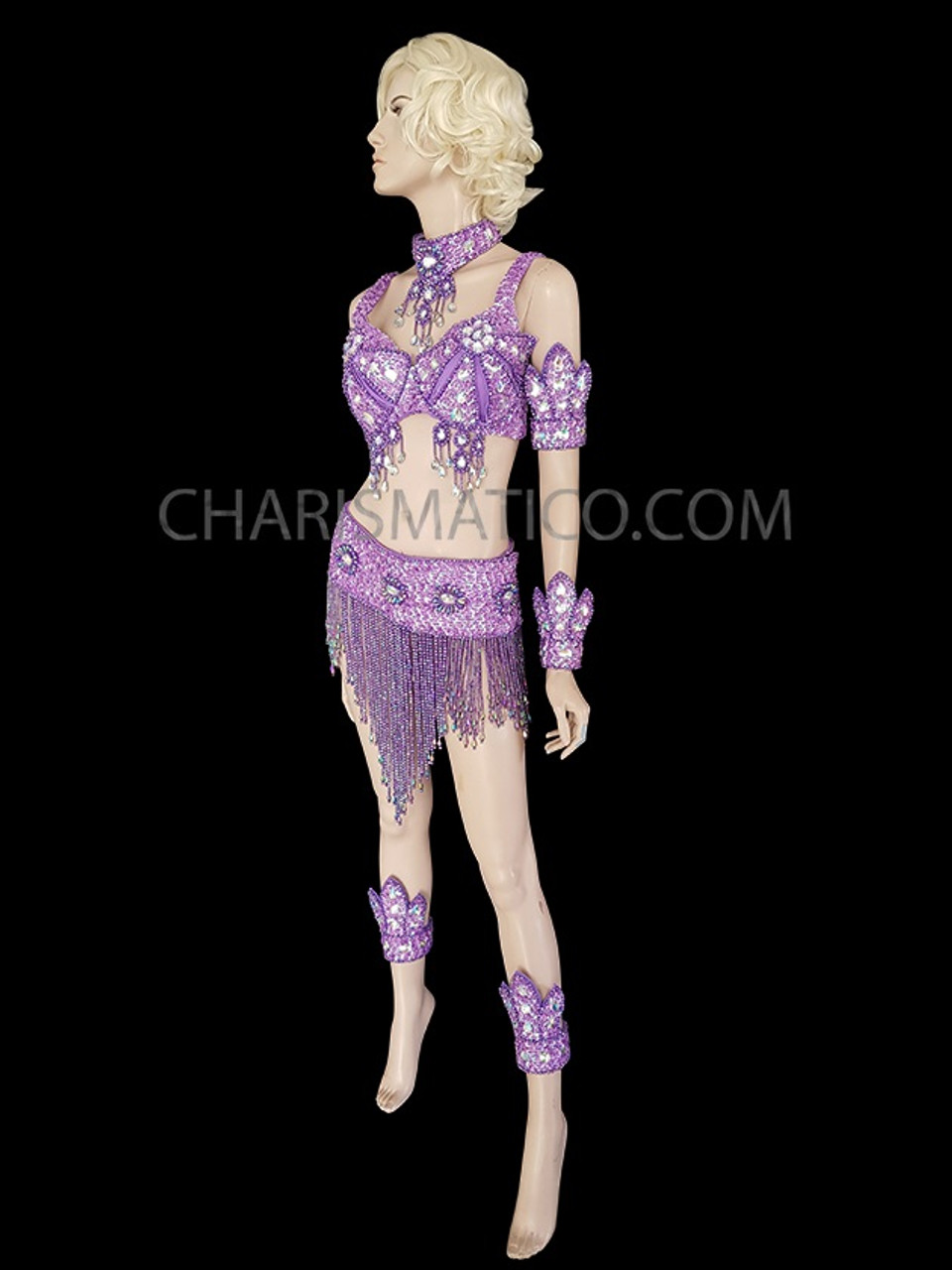 Sequin Beaded Costume / Dance Bra - PURPLE