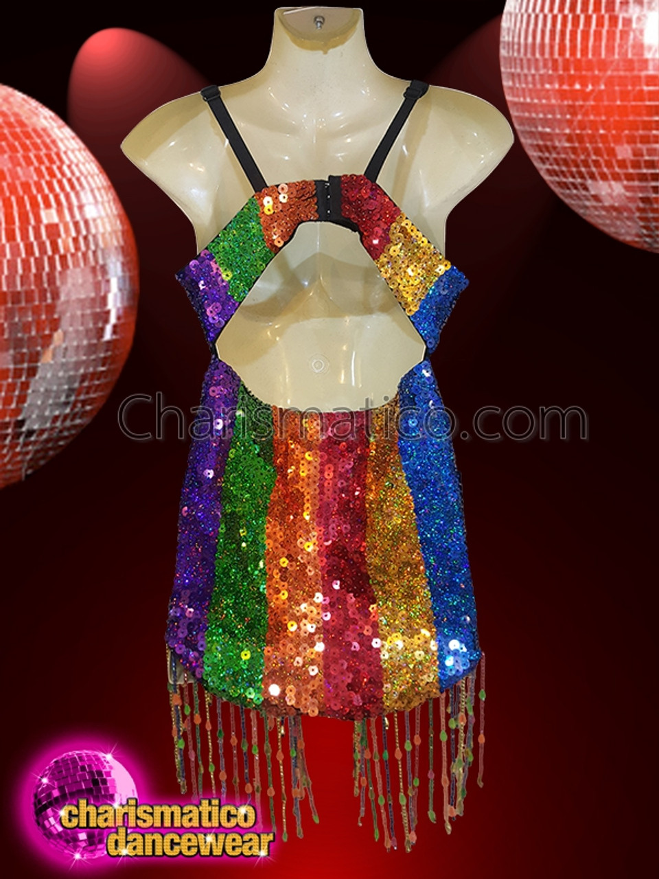 Gay Pride LGBT Rainbow Sequin Leotard