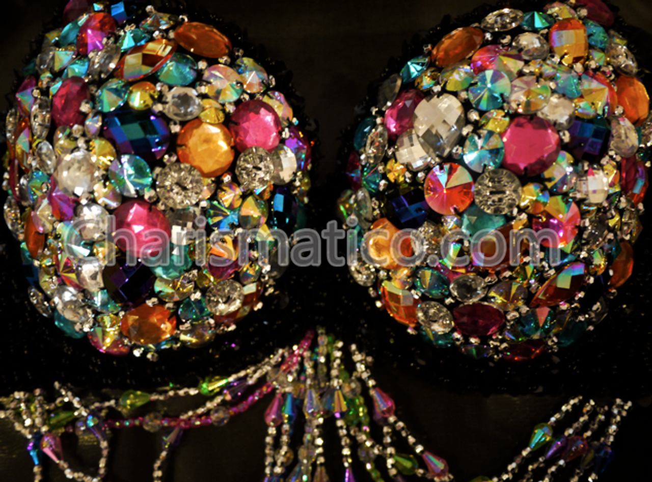 Look Sexy With This Beaded Burlesque Showgirl'S Bra And Thong Set