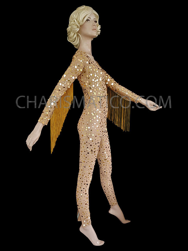 gold sequin catsuit