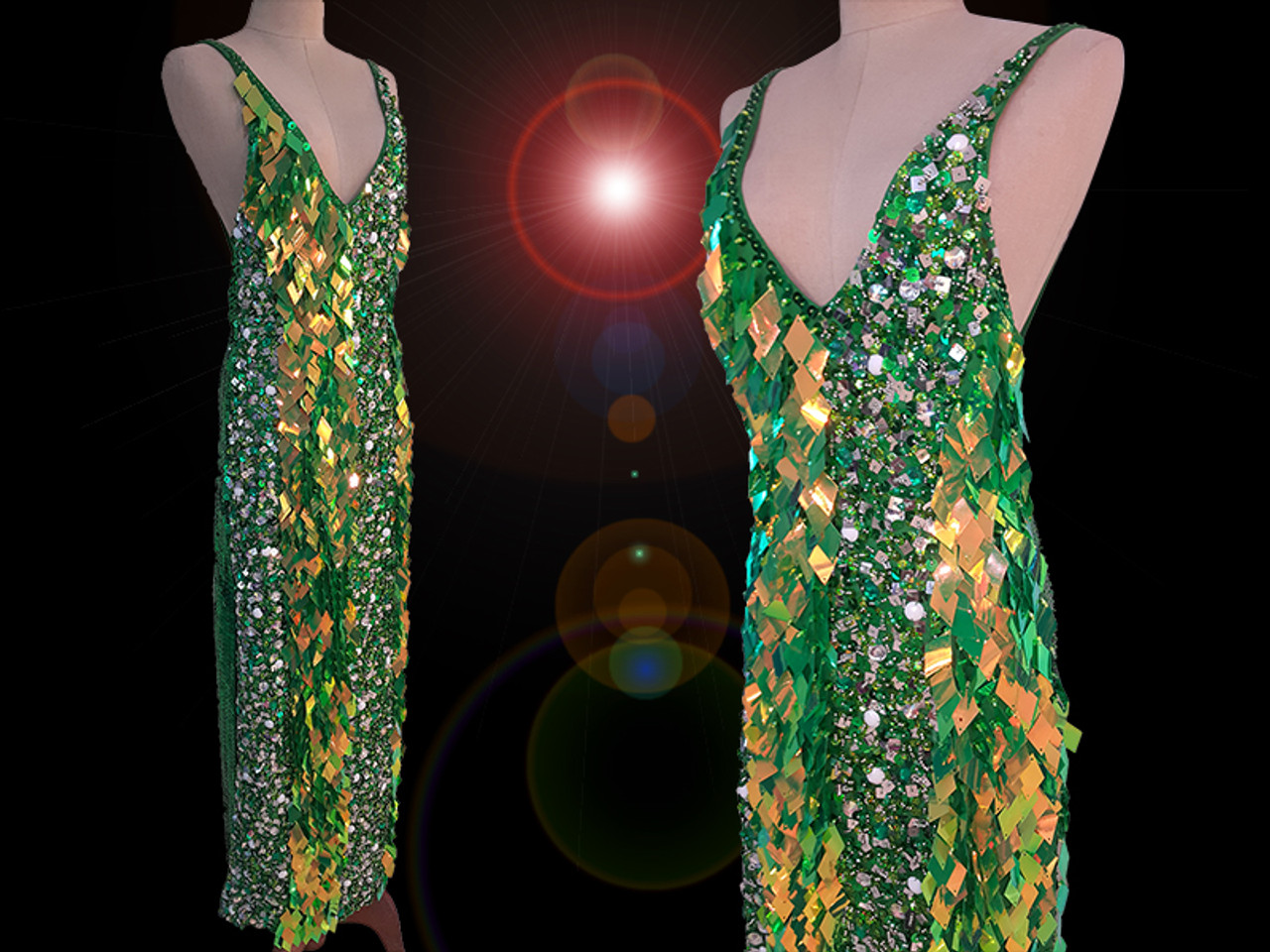 Charismatic And Appealing Long Length Dress Of Dazzling Green