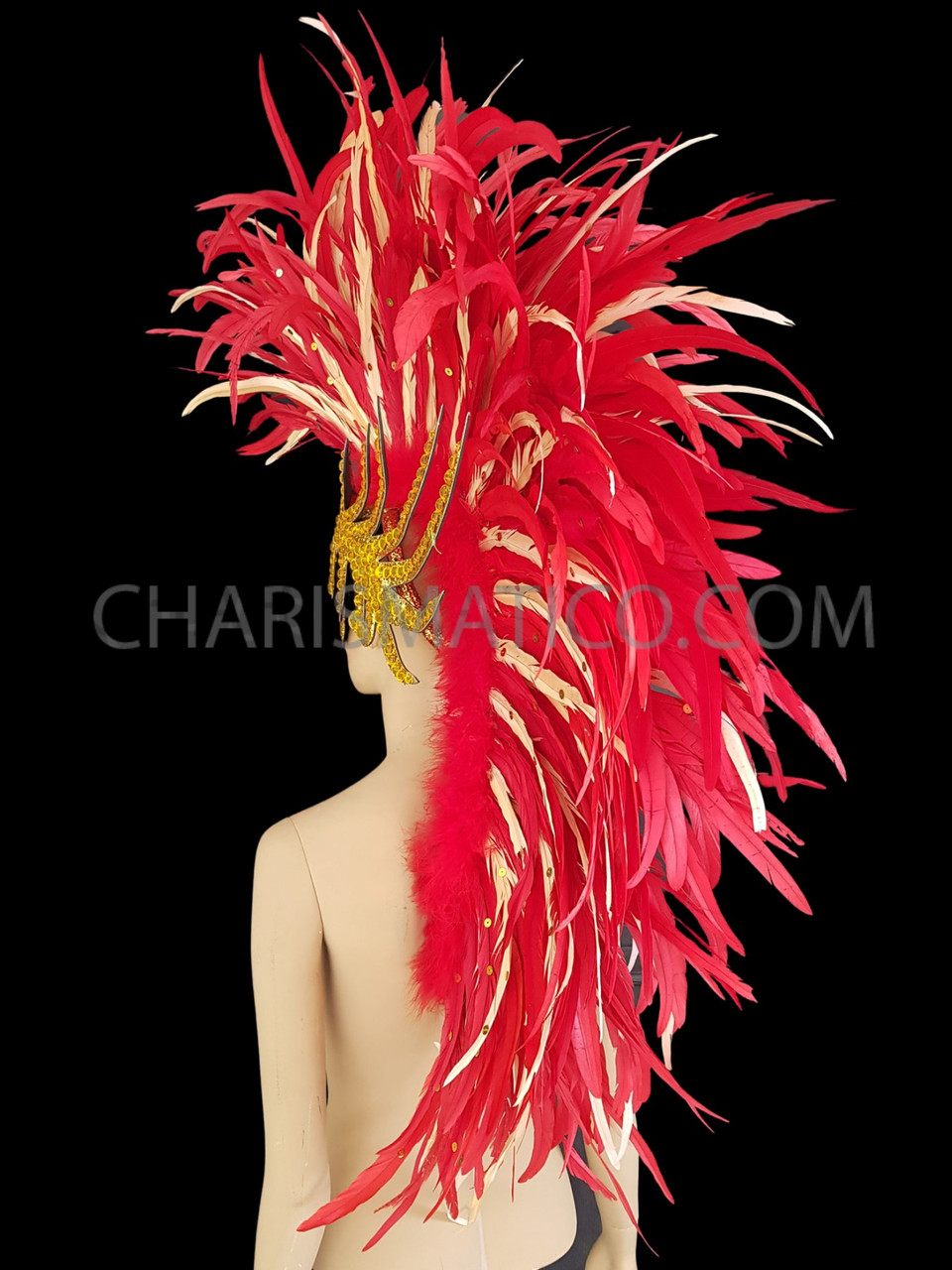 Medium Indian Headdress Replica Made With Full Red Rooster