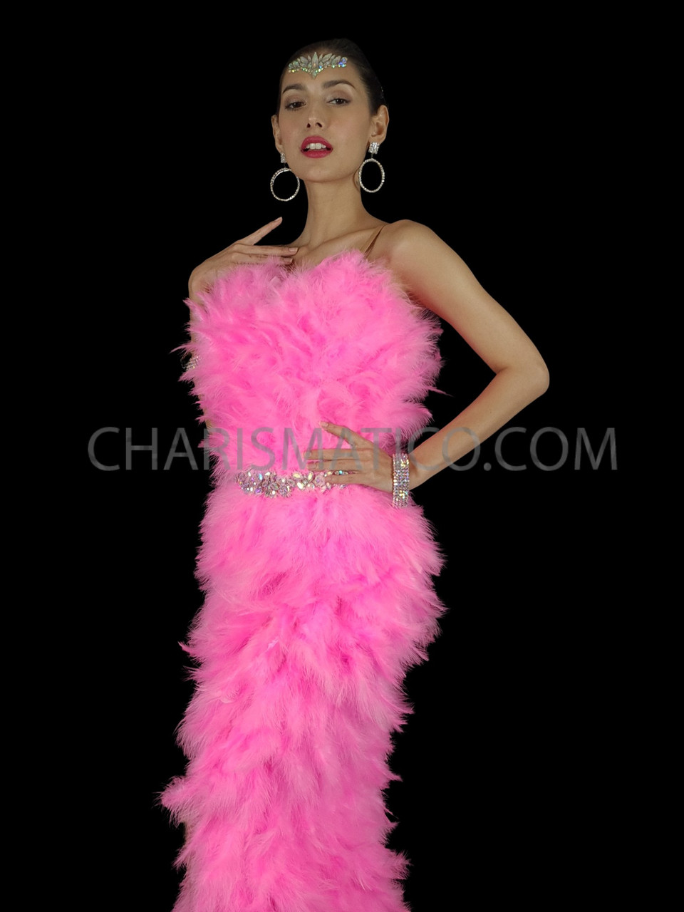 Lady Icicle Ornament Showgirl Blown Glass Hot Pink Feathers Fashion Diva  Holiday