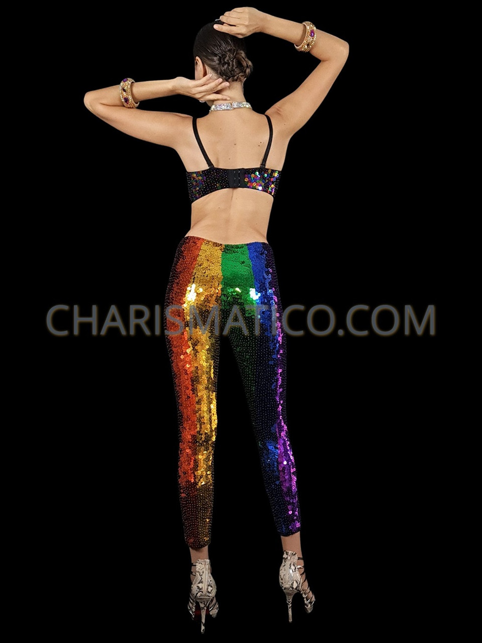 Sexy Rainbow Mirrored Sequin Bra and 