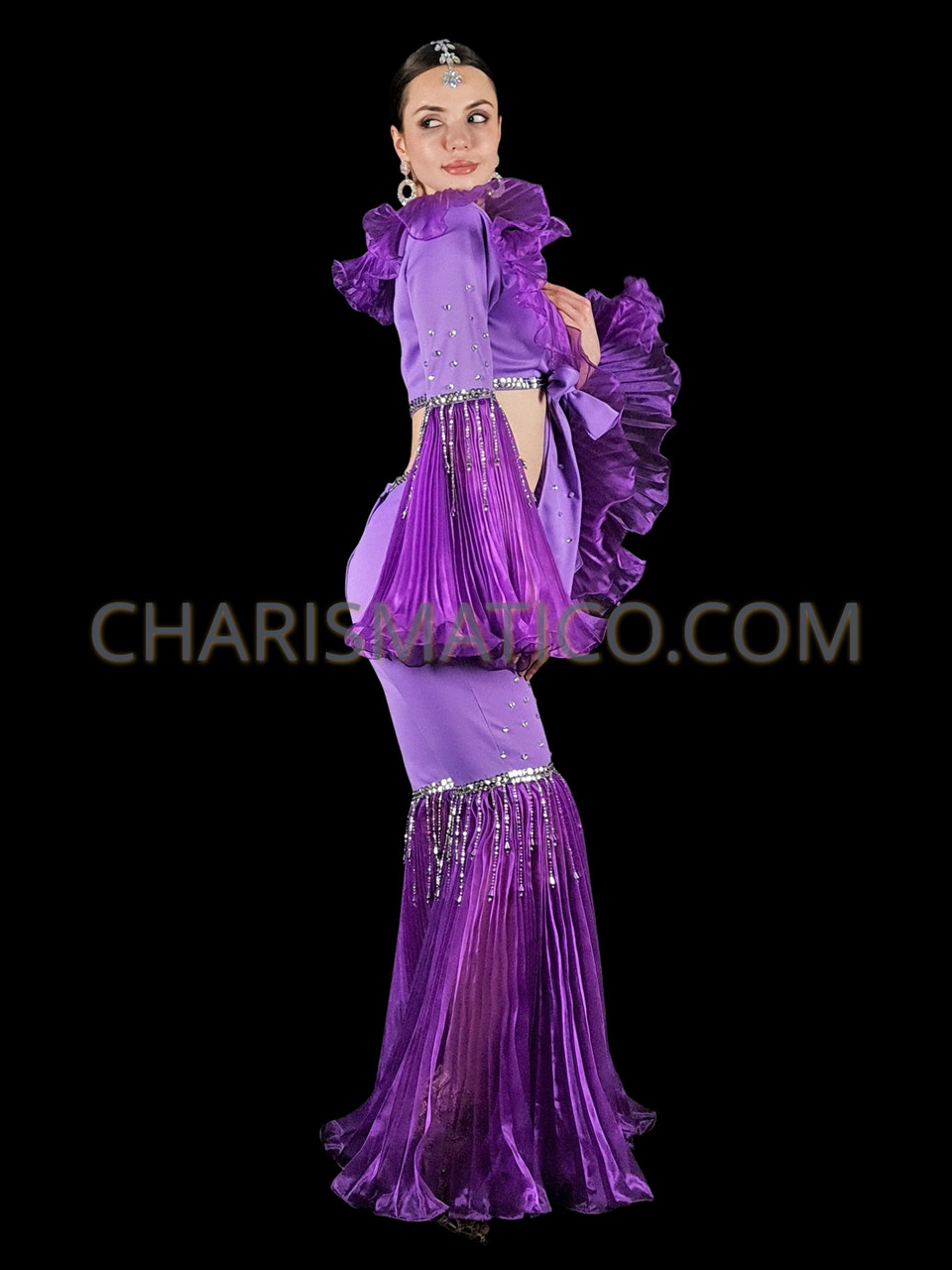 Purple Abba Retro Disco Top And Matching Bell Bottom Pants