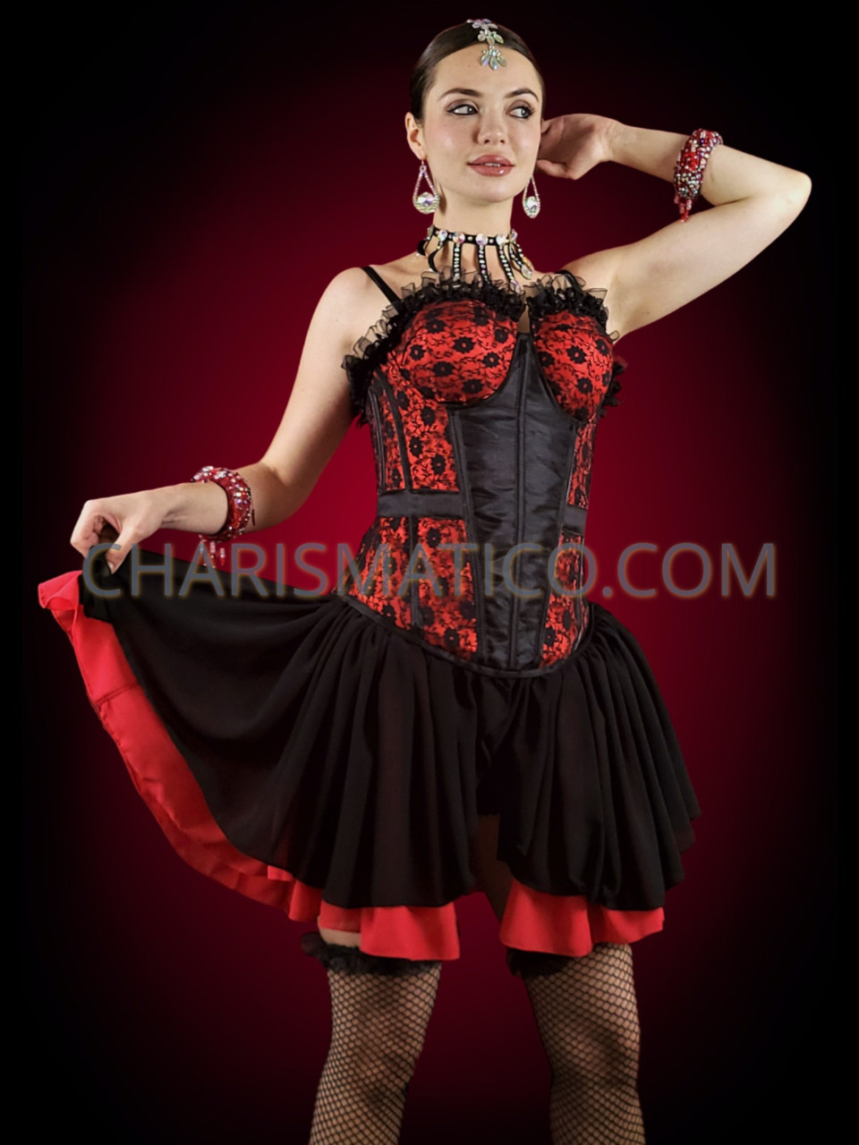 Cabaret and Burlesque Fancy Corset Dress With Intricate Lacing Details