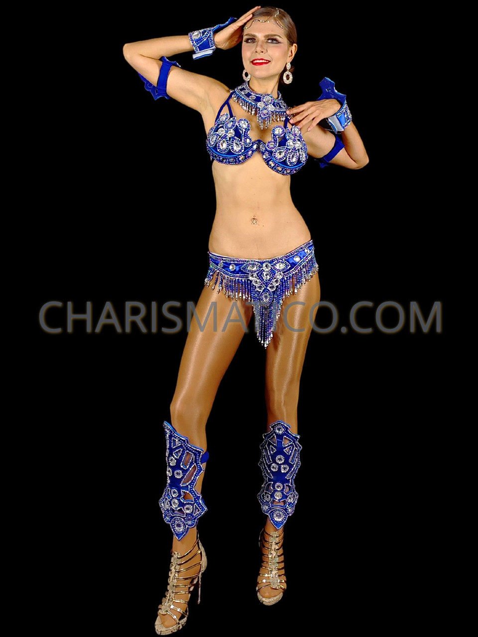 Fantastic Royal Blue Beaded Brazilian Samba Bikini Set