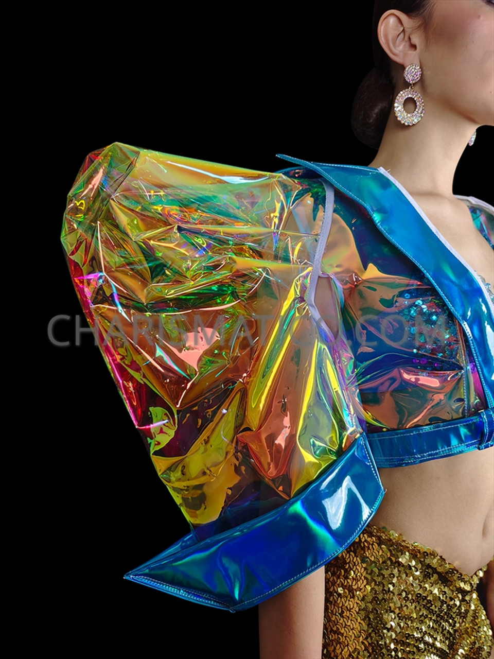 https://cdn11.bigcommerce.com/s-07991/images/stencil/1280x1280/products/6789/72354/CJ6527_-_Neo_Futuristic_Blue_Iridescent_Vinyl_Bolero_Jacket_8__91109.1677471054.jpg?c=2