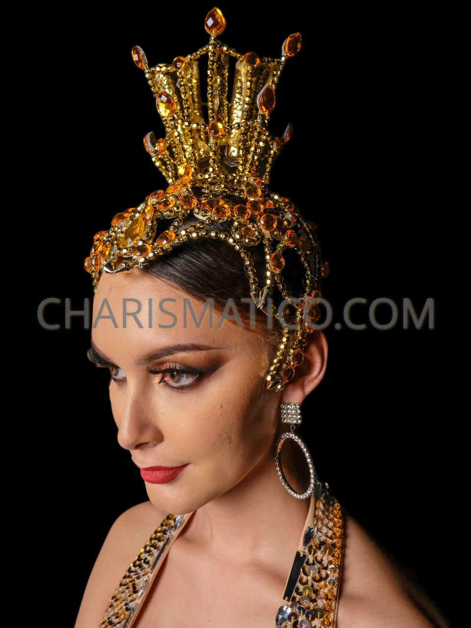 Golden Beads Showgirl Tube headdress