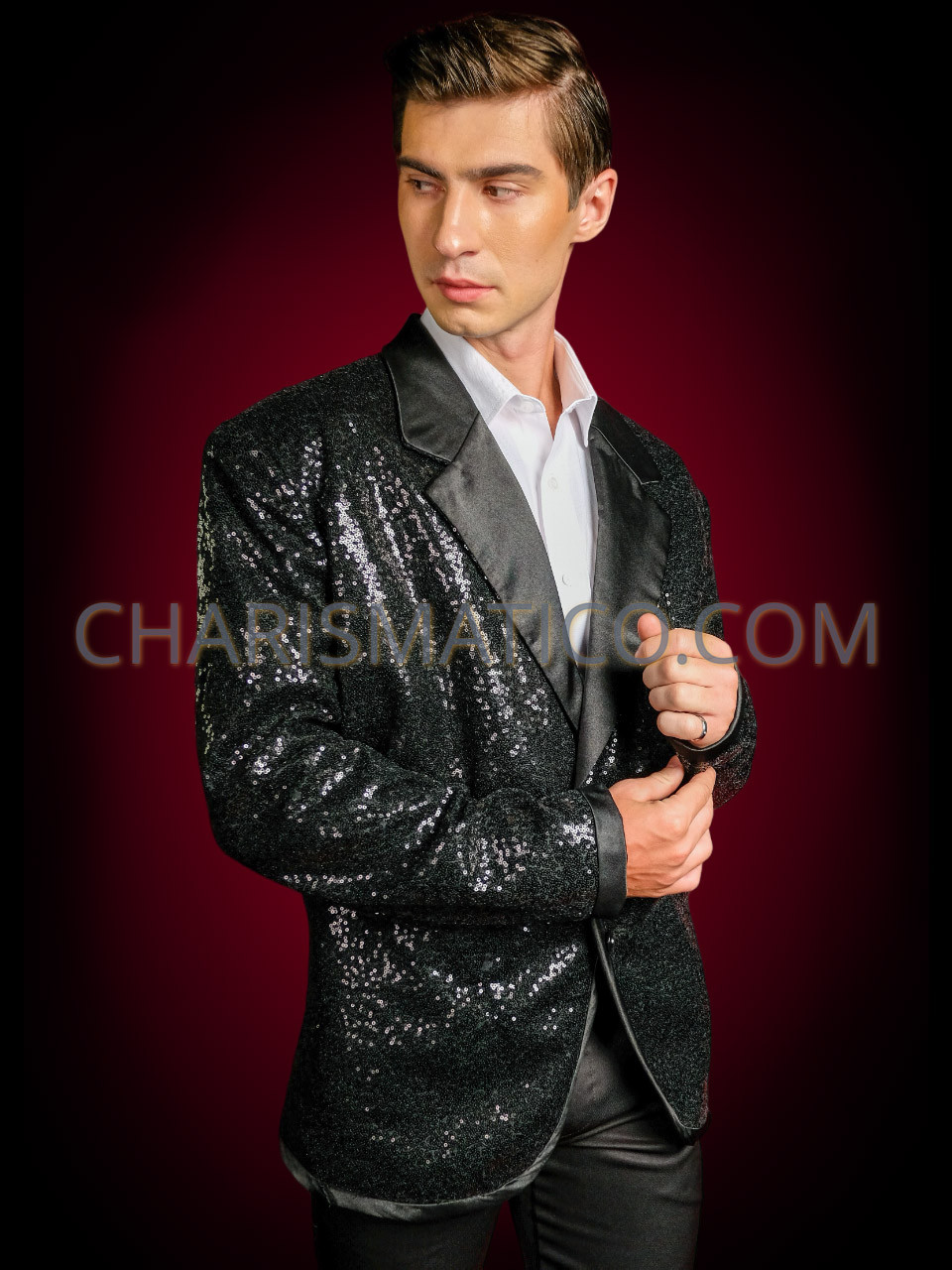 CARFFIV Men Fashion Colorful Pattern Sequins Suit Jacket (Black, XS) at  Amazon Men's Clothing store